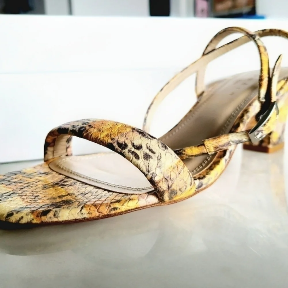 SANDRO Maeva Snake-Effect Leather Sandals, Size 8, Multicolor, NIB